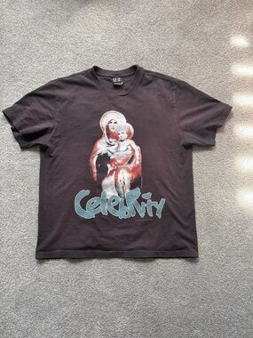 Saint Celebrity Graphic Tee in Black with Teal Print
